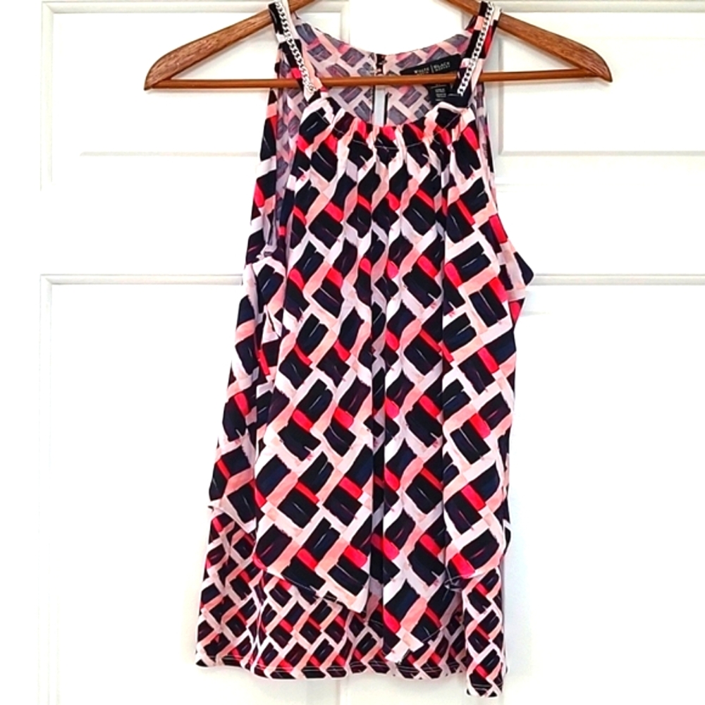 White House Black Market Sleeveless Layered Multicolor Top Size XS